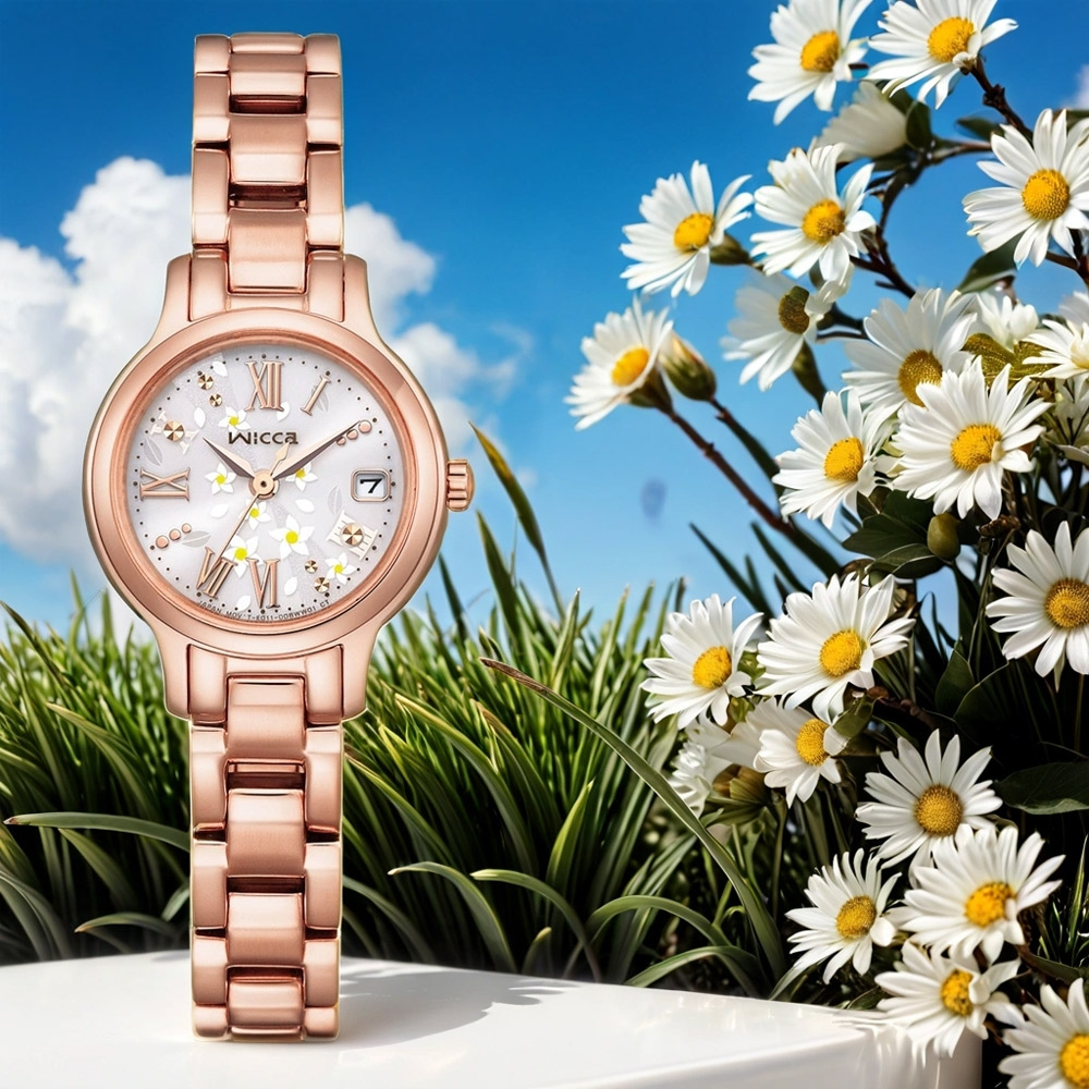 CITIZEN 星辰 Wicca 台灣限定款 茉莉花太陽能女錶 送禮首選-24mm KH4-963-15, , large
