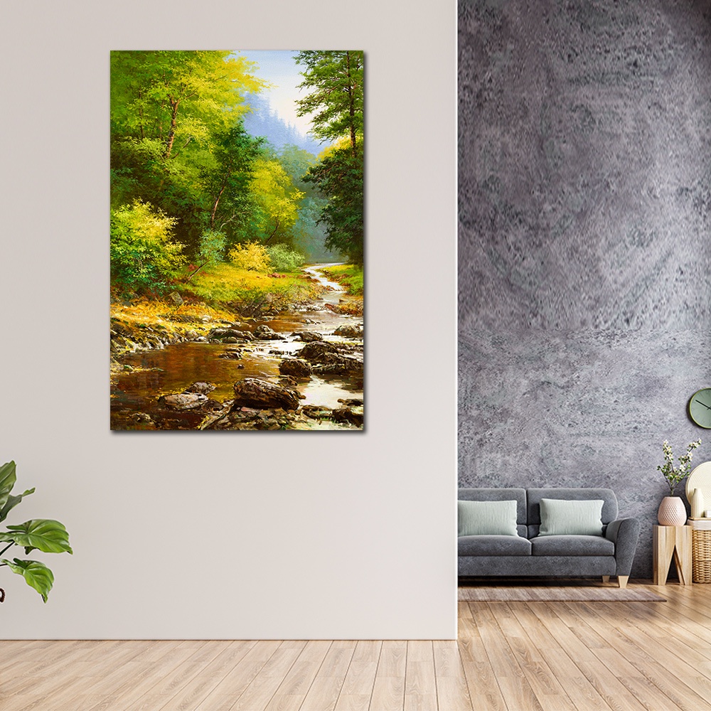 【御畫房】綠林風光 國家一級畫師手繪油畫60&times;90cm(VF-25), , large