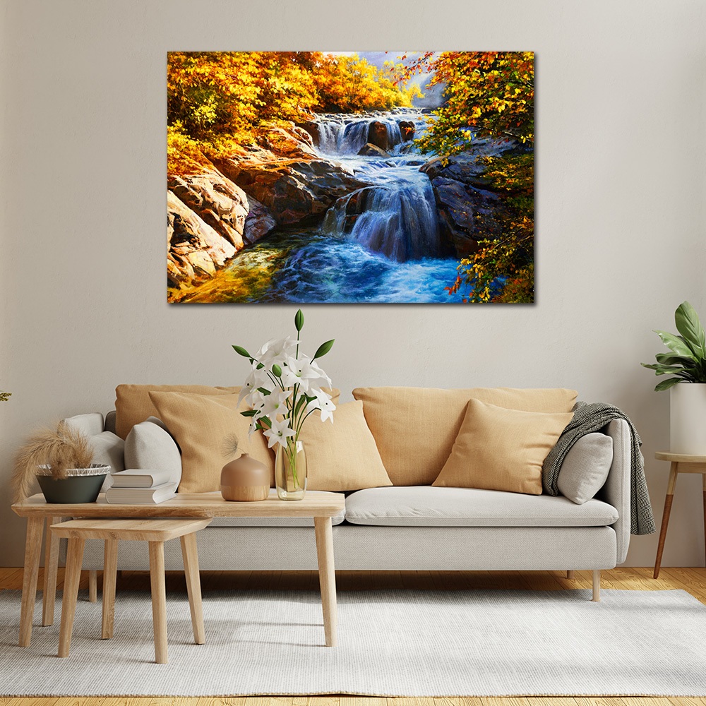 【御畫房】山谷溪流 國家一級畫師手繪油畫60&times;90cm(VF-89), , large