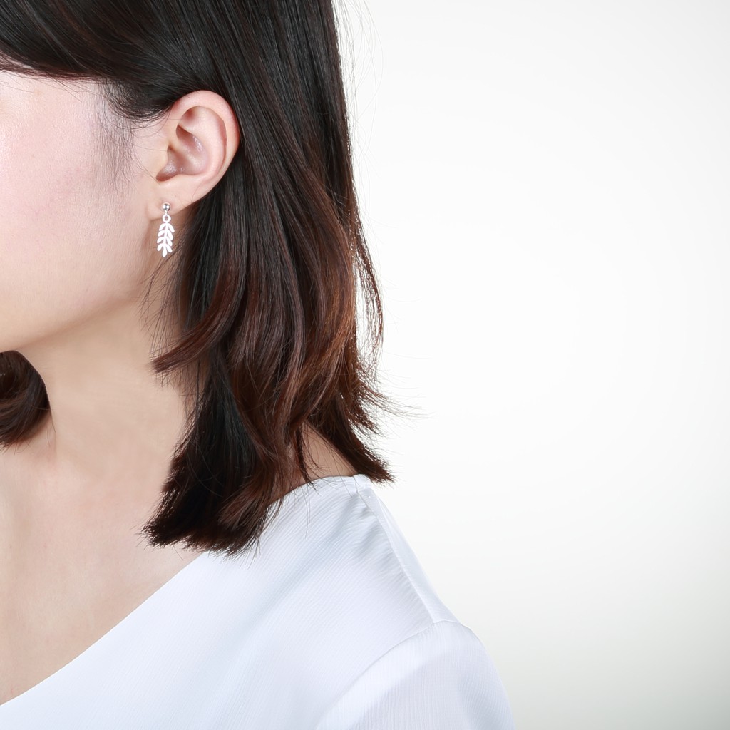 【Angel & Me】Laurel leaf s925 sterling silver earrings (changeable ear clips), , large
