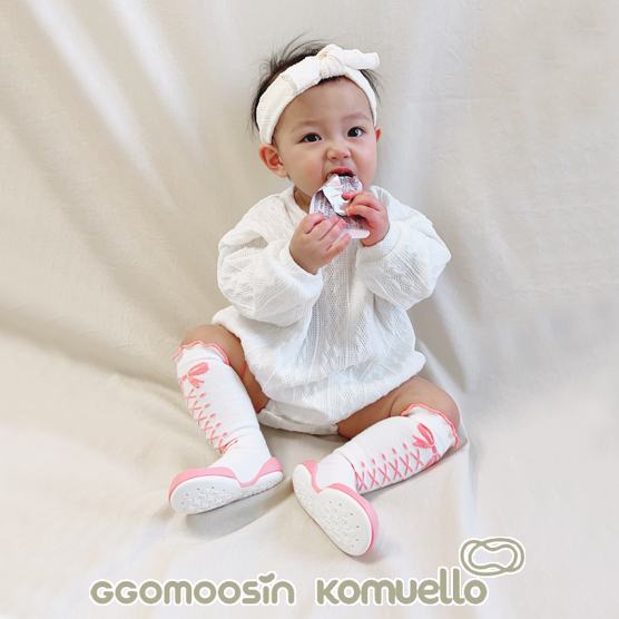 【KOMUELLO】學步鞋<及膝>─緞帶花(115mm/125mm/135mm), , large