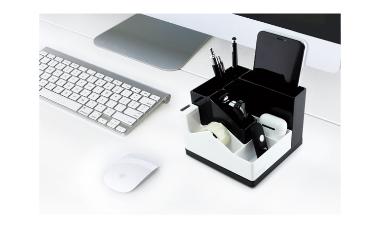 【O-Life】 Rotating Tape Stand Storage Box - Black and Red, , large