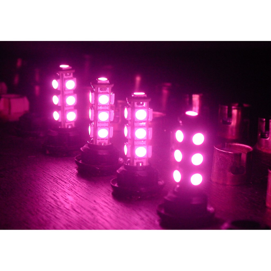 【PA LED】T10 粉紅光 13晶 26晶體 SMD LED 耐熱底座 小燈 方向燈 儀表燈 定位燈 室內燈 牌照燈, , large