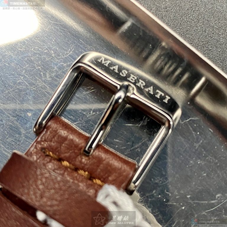 [星晴錶業]MASERATI手錶,42mm,R8871630001亮銅色錶面銀錶殼咖啡色真皮皮革錶帶款, , large