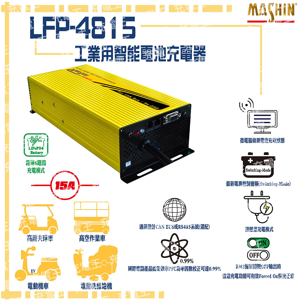 LFP-4815 48V 15A 鋰鐵電池充電器 含鱷魚夾, , large