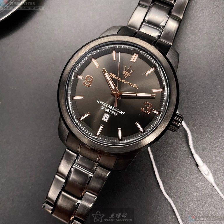 [星晴錶業]MASERATI手錶,44mm,R8853121008黑色錶面黑錶殼深黑色精鋼錶帶款, , large