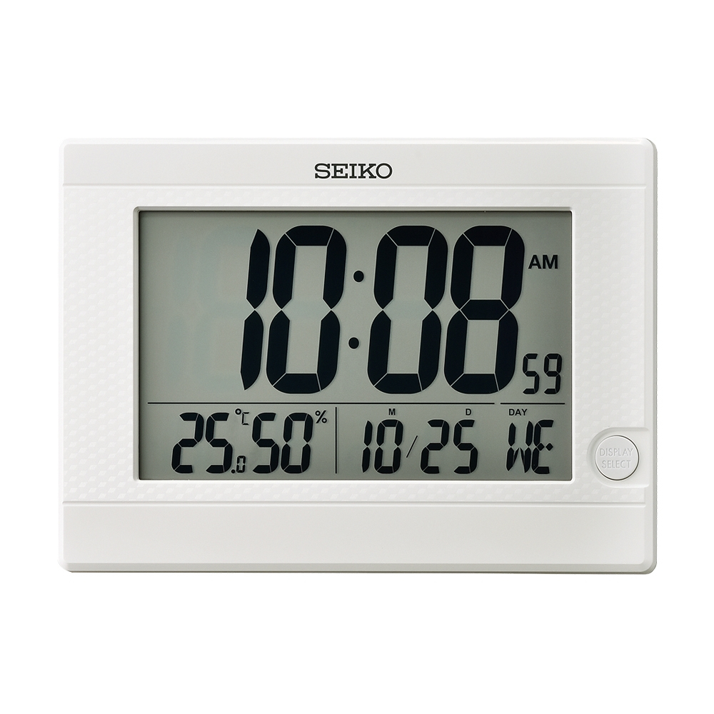 SEIKO 精工 溫溼度顯示 座掛兩用電子鐘 QHL089W, , large