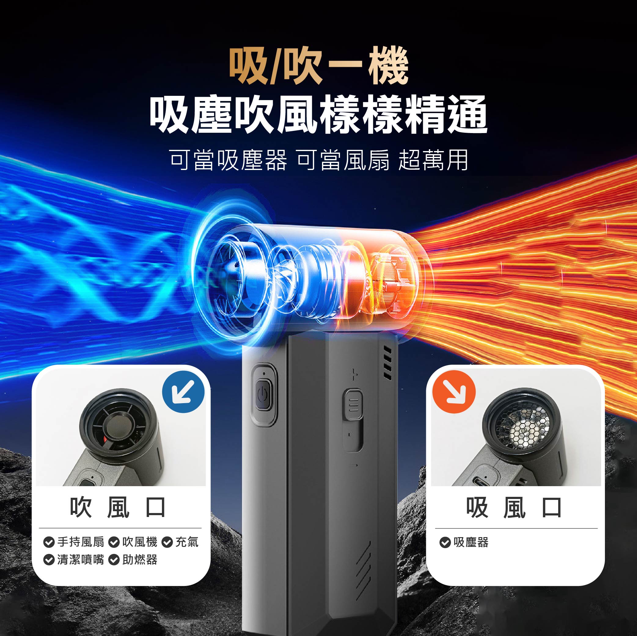 鉅玉經典｜多功能極速暴力風扇【檢驗合格】吹塵機 吸塵器 充氣幫浦  附多款配件 露營/工地/洗車/清潔 EDS-B262, , large