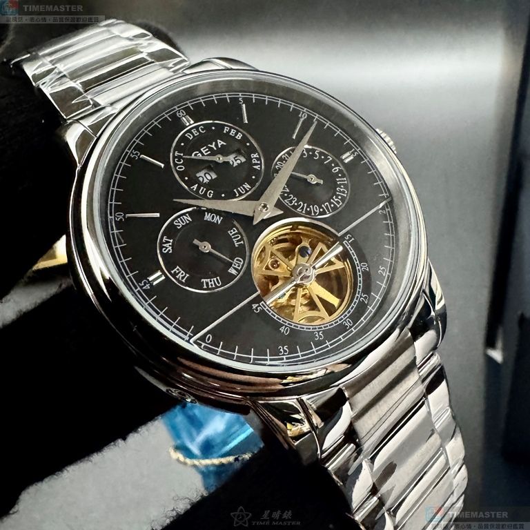 [星晴錶業]GEYA手錶,42mm,G78181GWK機械鏤空錶面銀錶殼銀色精鋼錶帶款, , large
