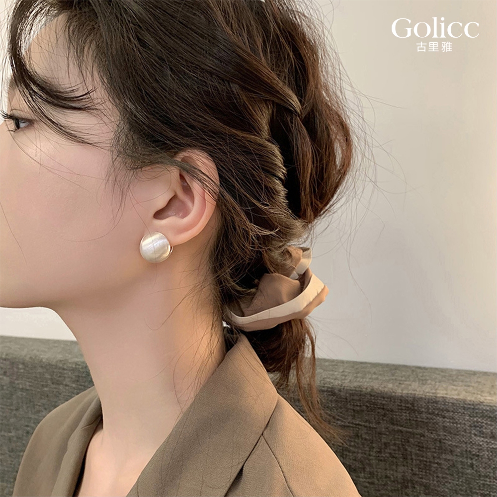 【Gulicc】古莉可 耳環 高級感霧面拉絲圓球耳環, , large