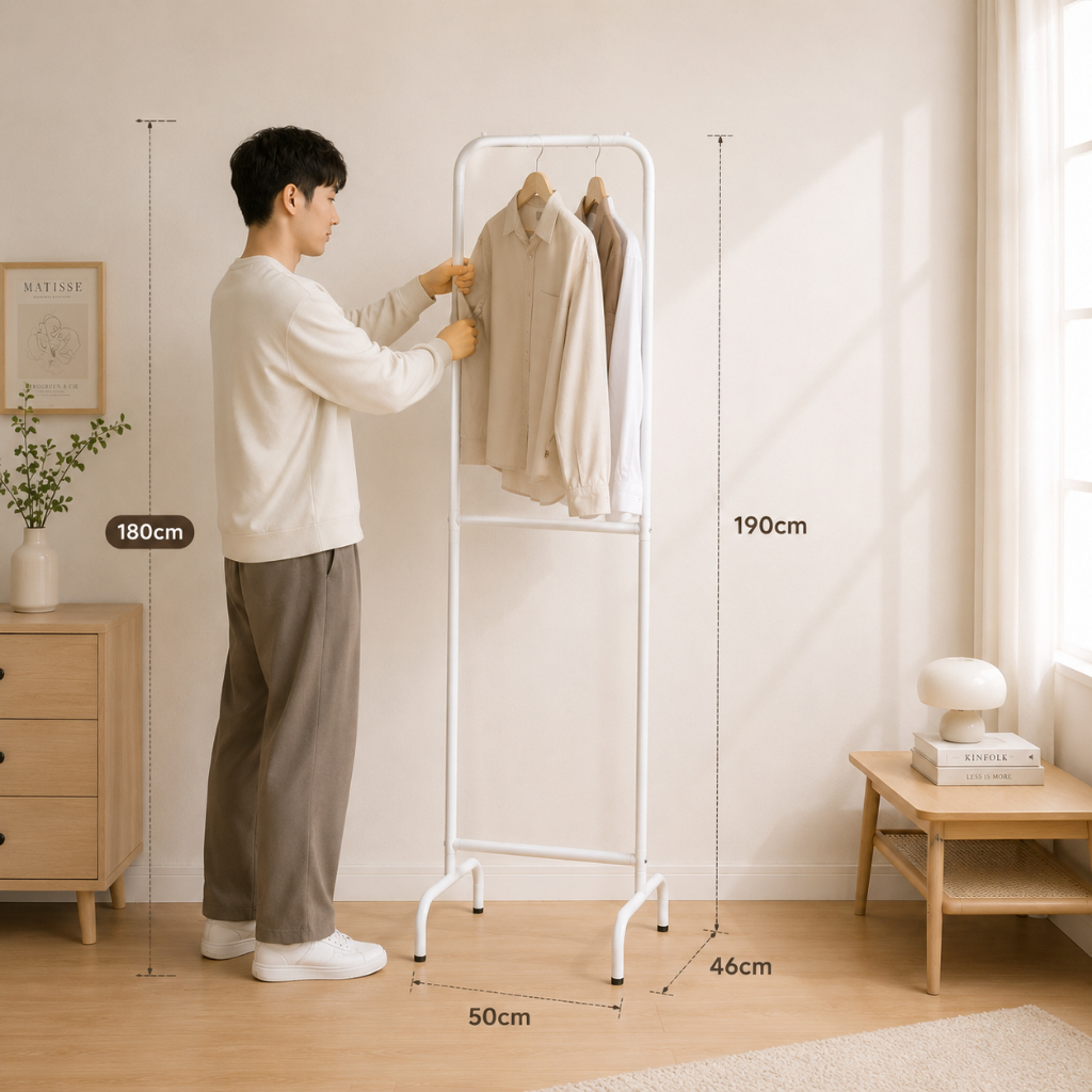【Roomix】台灣製造窄衣架 韓系極簡 雙層衣架 熱銷NO.1 落地衣架 掛衣架 收納架 大容量 穩固耐用 租屋必備 IG風 加高, , large