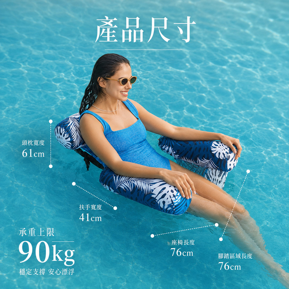 Dolcevita-夏日水上充氣漂浮椅, 藍, large