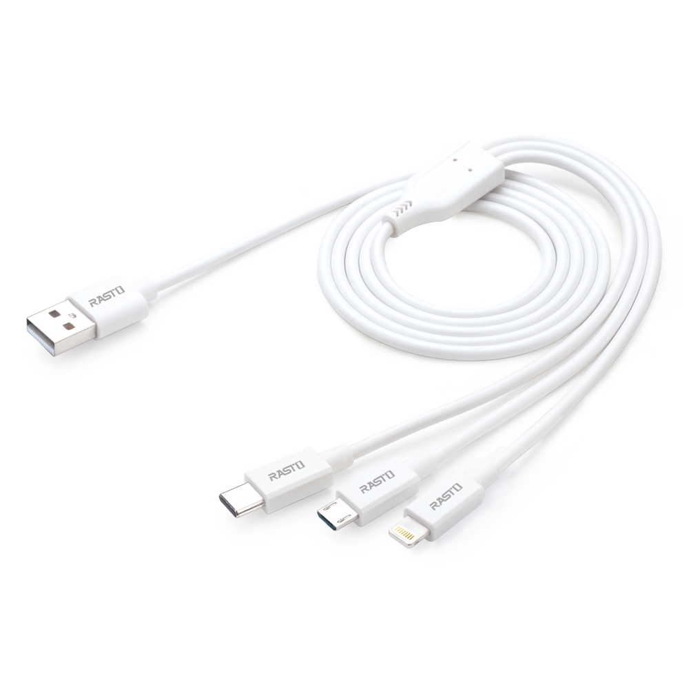 RASTO RX56 Lightning+TypeC+Micro 3-in-1 Charging Cable Fast Charging Flexible and durable, , large