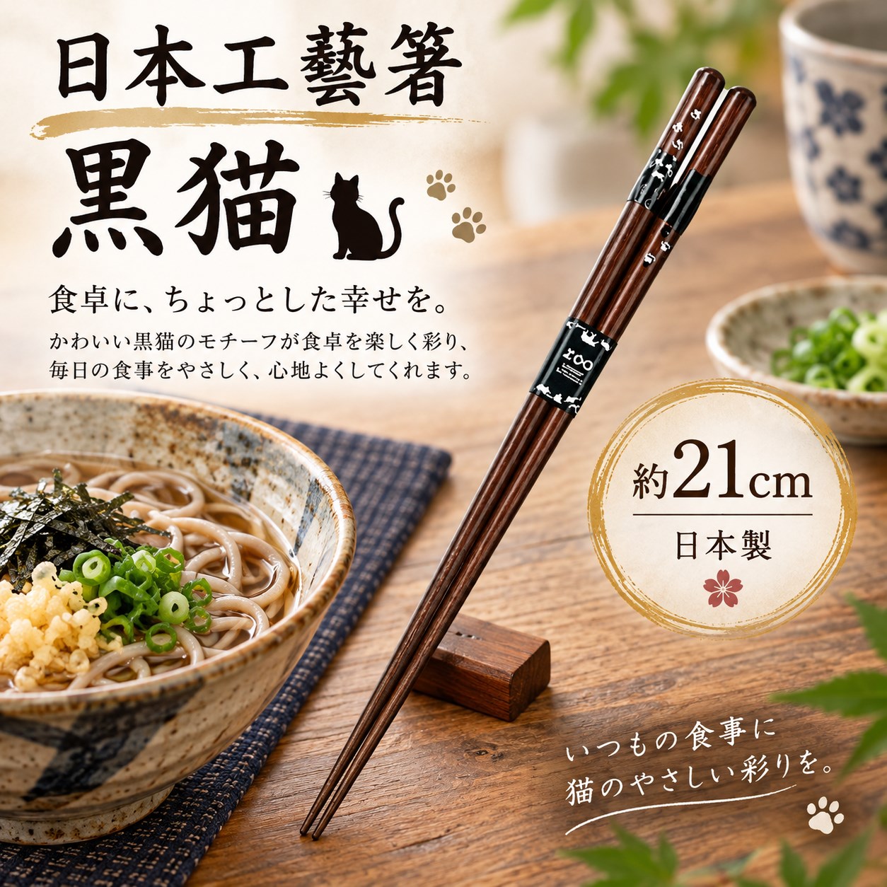 【HIYASU日安工坊】日本工藝箸-黑貓, , large