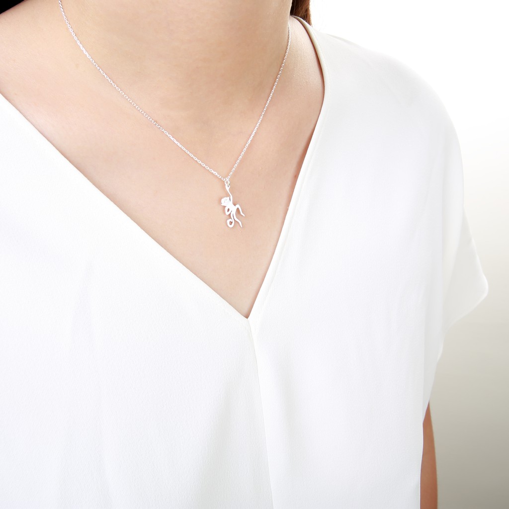 【Angel & Me】Cute Naughty Monkey s925 sterling silver necklace Birthday gift, , large