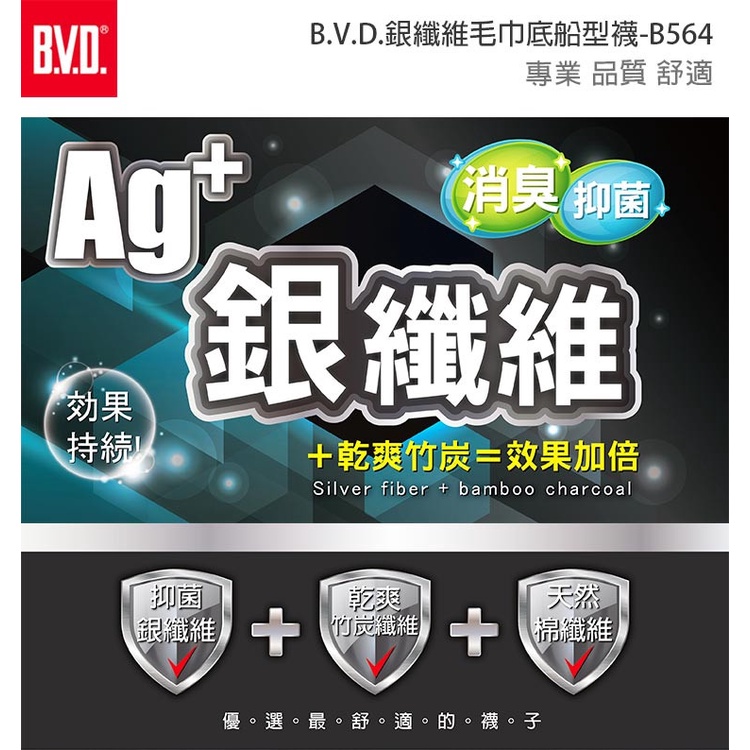 【BVD】銀纖維毛巾底船型襪4入-B564 襪子/短襪/抑菌除臭襪, , large