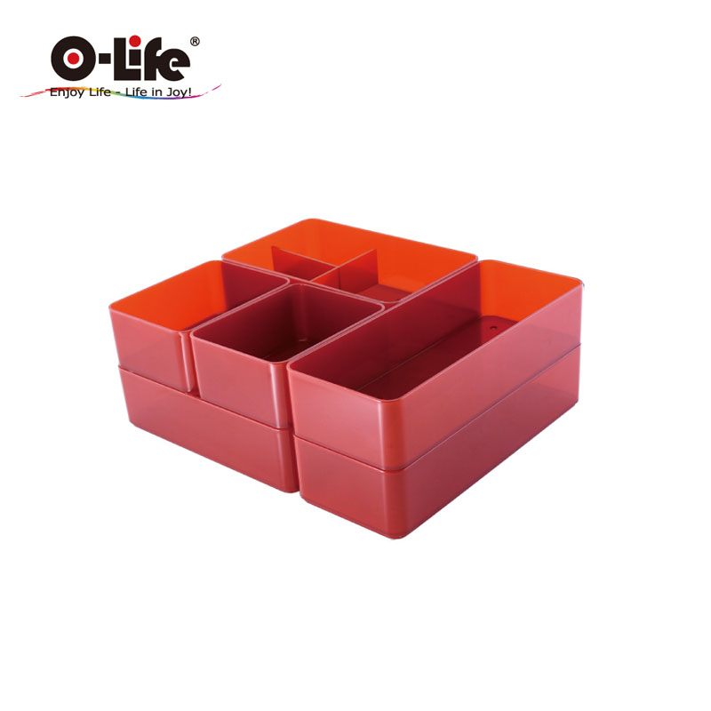 【O-Life】B-016 stacking storage box-black 5-piece set, , large