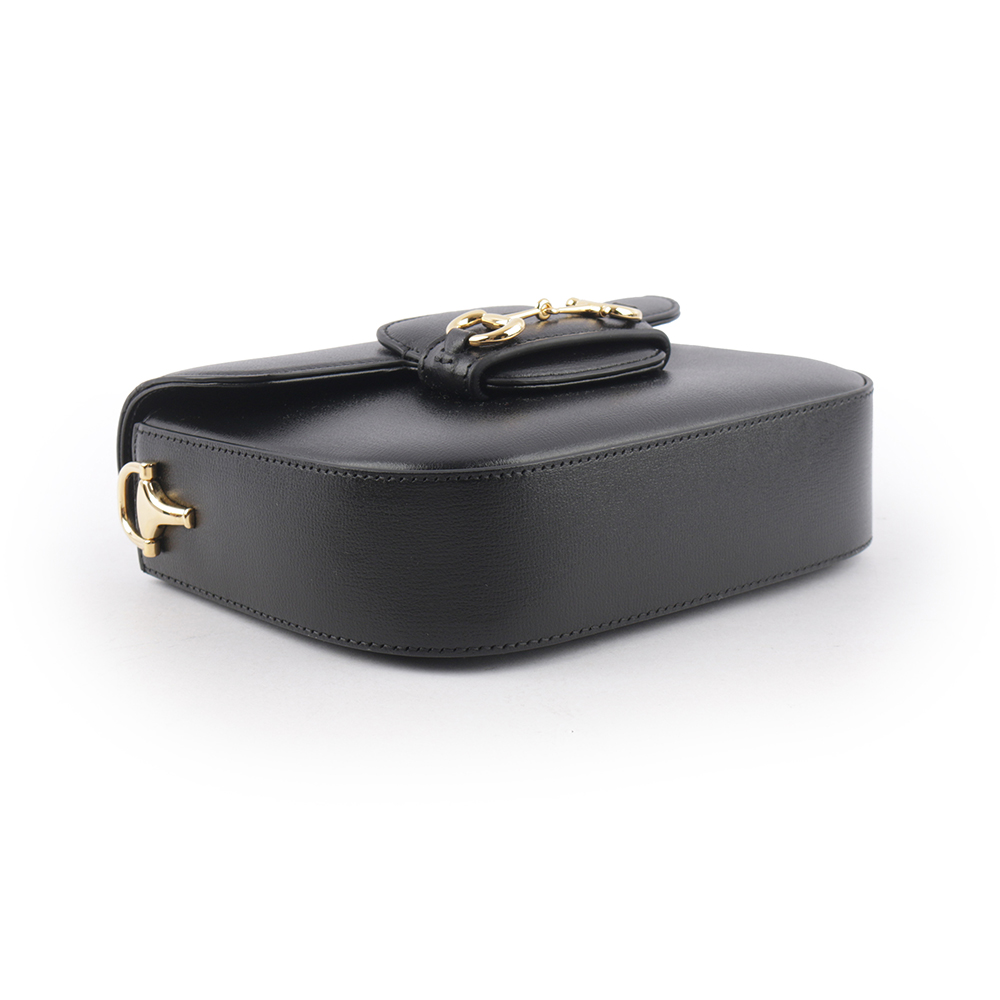 GUCCI Horsebit 1955 迷你皮革馬鞍包/黑色, , large