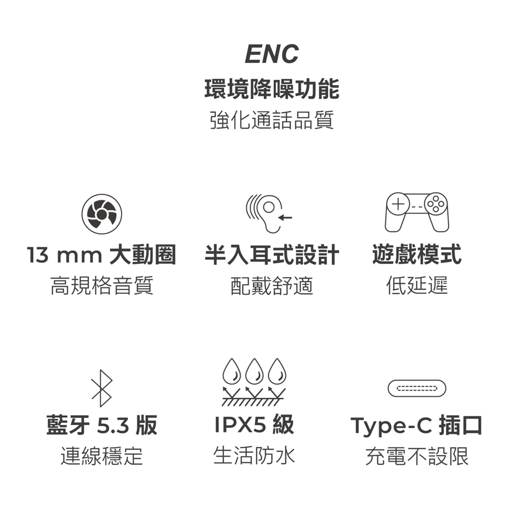 AIWA 愛華 ENC降噪真無線藍牙耳機 AT-X80X, , large