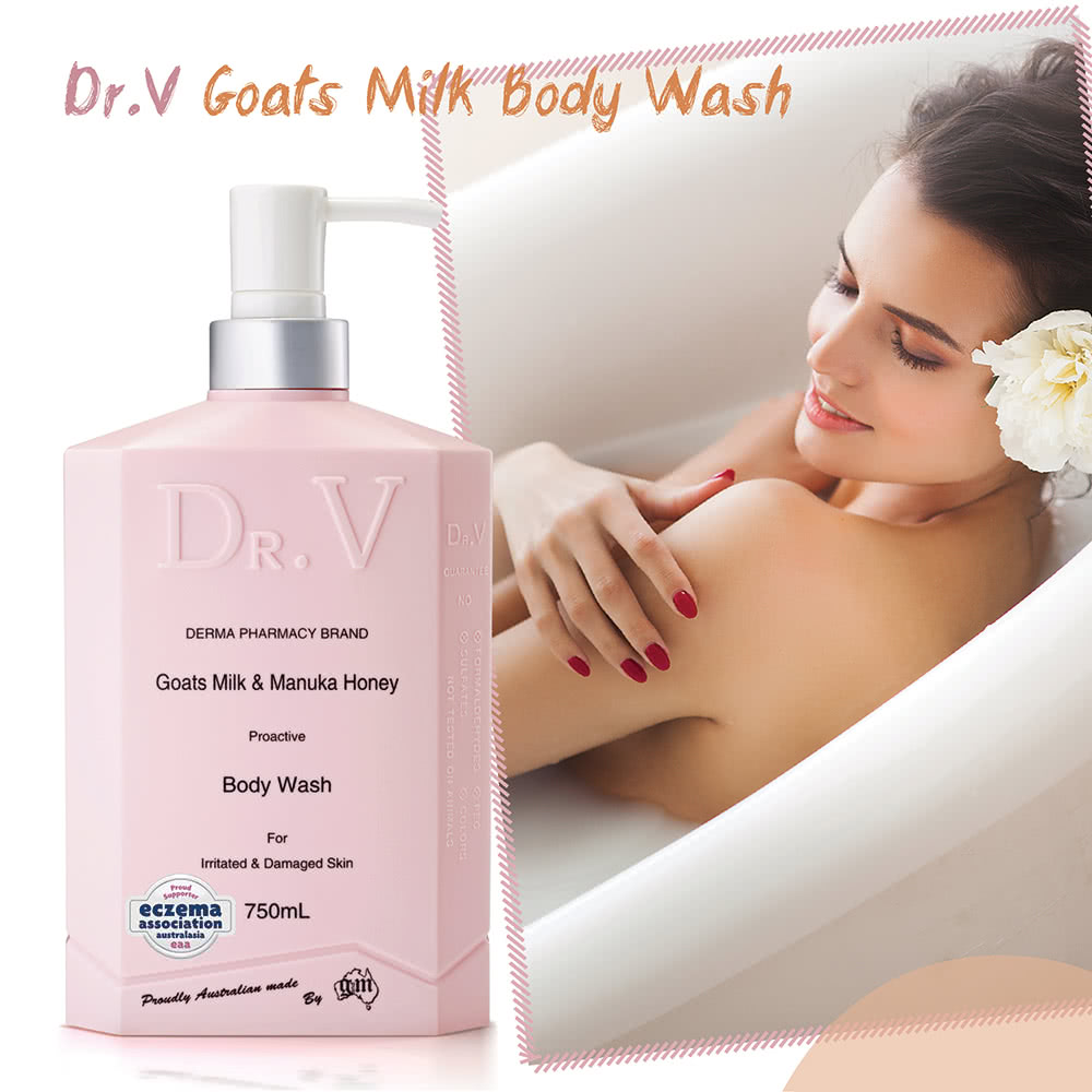 【澳洲Dr. V 】專業級配方-山羊奶曼努考蜂蜜沐浴乳(2入組 750ml/瓶), , large