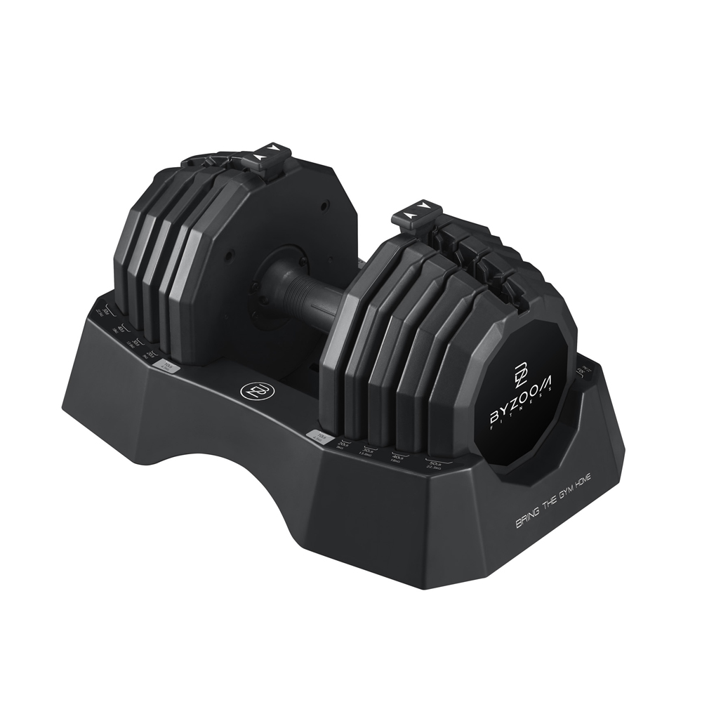 【BYZOOM FITNESS】Classic Series 22.6kg (50LB) 5段重量 可調式啞鈴(黑), , large