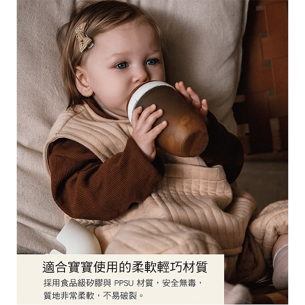 【HEORSHE】寬口矽膠仿母乳奶瓶(160ml)-鯨魚灰, , large