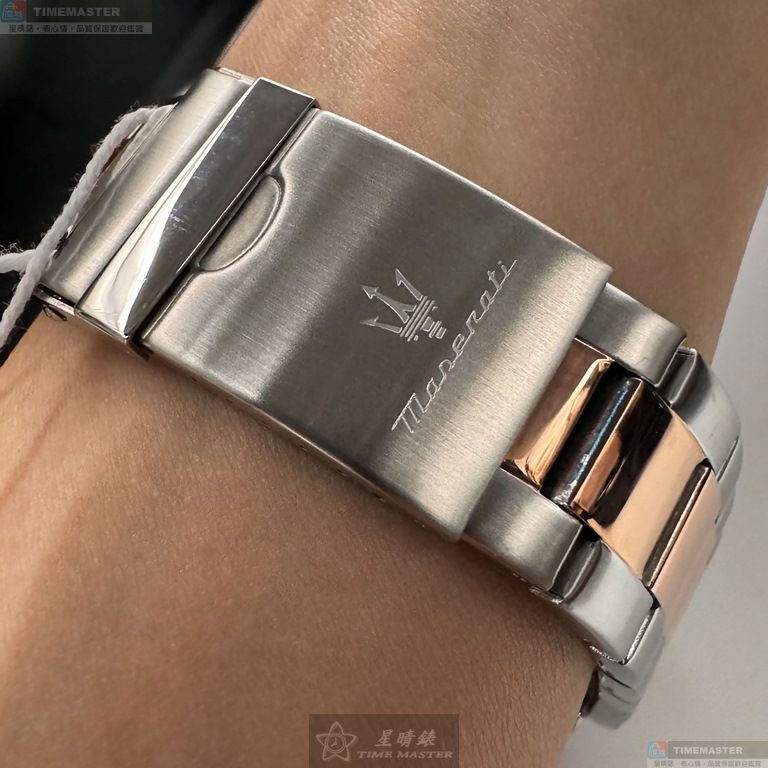 [星晴錶業]MASERATI手錶,42mm,R8853151002黑色錶面玫瑰金錶殼金銀相間精鋼錶帶款, , large