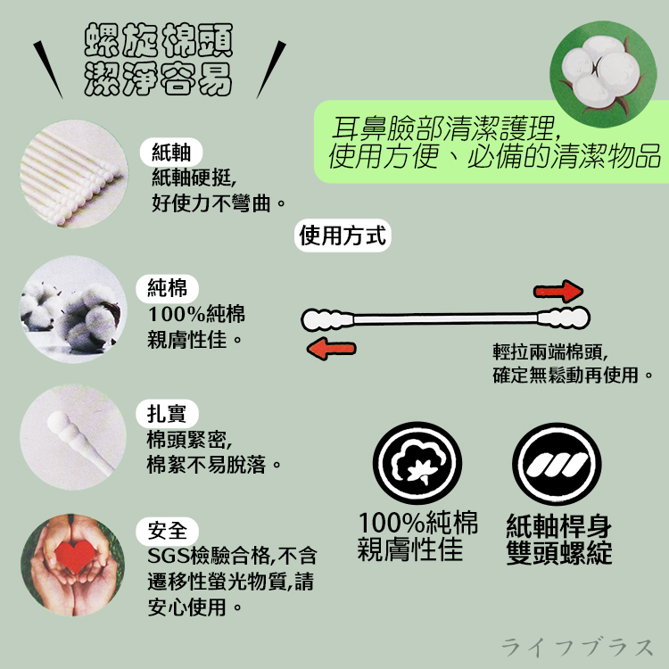 抽屜式雙螺旋紙軸棉花棒-400支x6盒, , large