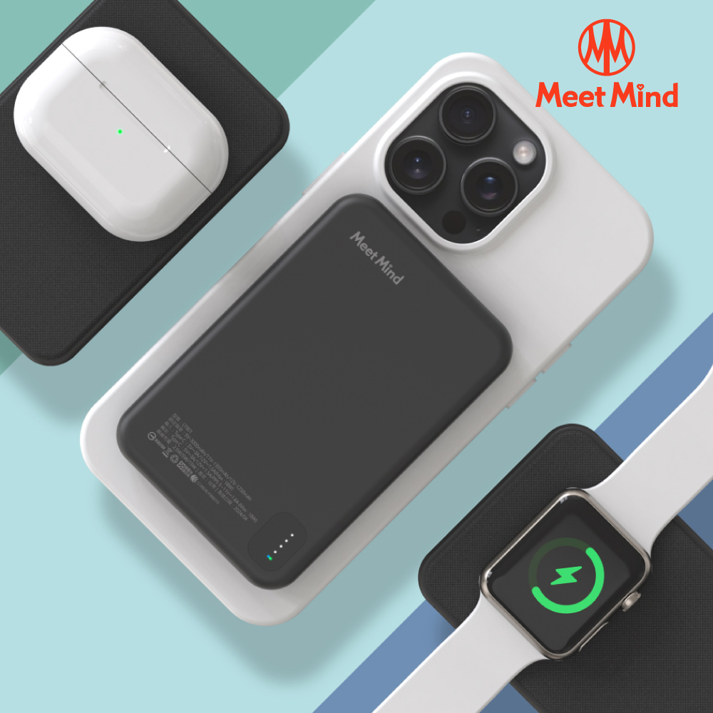 Meet Mind 5000mAh Mini Magsafe 3in1 Magnetic Fast Charging Power Bank - Aluminum, , large