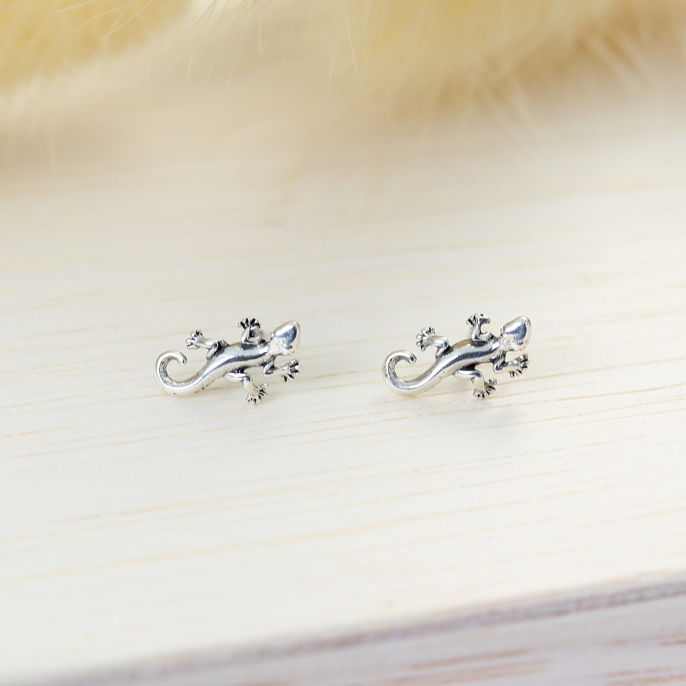 【Angel & Me】Handmade Gecko s925 sterling silver earrings Birthday gift, , large
