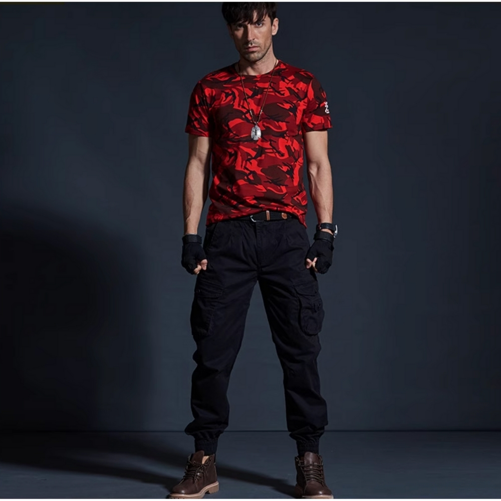 【億子洪】超彈口袋工裝長褲 拉鍊款 黑色-4XL【P8】, , large