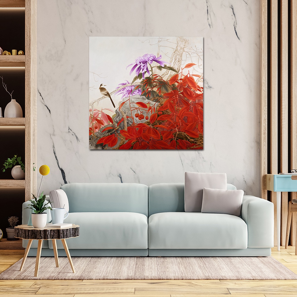 【御畫房】鳥語花香 國家一級畫師手繪油畫80&times;80cm(VF-169), , large