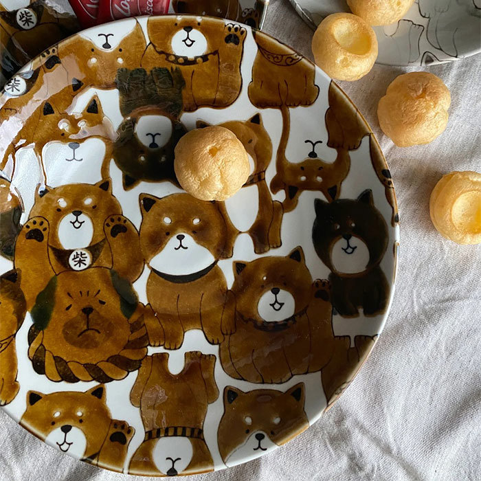 Shiba Inu food bowl set (4 pieces), , large