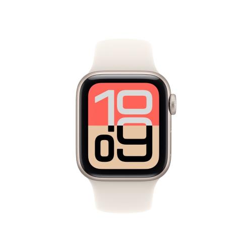 Apple Watch SE3  44mm 星光色鋁金屬錶殼 搭配 星光色運動錶帶  GPS 2025 (M/L) _ 台灣公司貨 + 專用【錶貼＆錶背蓋】, , large