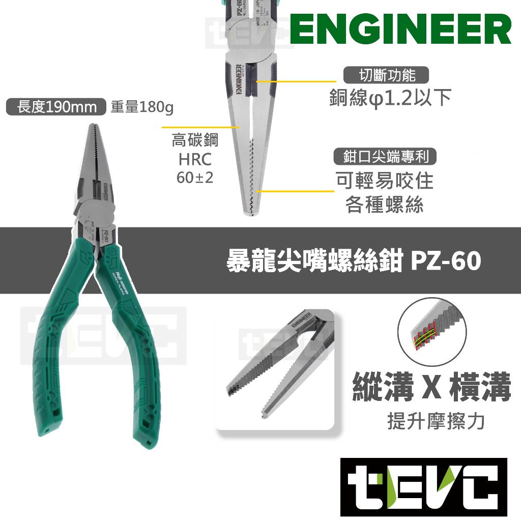 <tevc>現貨商品 日本 ENGINEER PDS-02 暴龍鉗 精裝版 崩牙 開花 滑牙 變形 螺絲 十件式工具組, , large