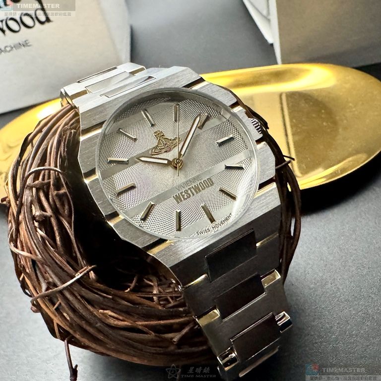 [星晴錶業]Vivienne Westwood手錶,36mm, 40mm,VW30313幾何立體圖形, 銀白色錶面白金色錶殼金銀相間精鋼錶帶款, , large