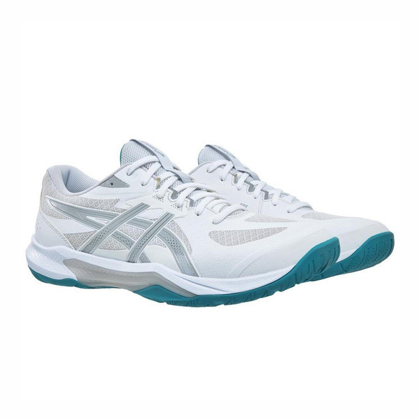 Asics Gel-tactic 13 2E 男女 排球鞋 寬楦 穩定 包覆 白 銀藍 [1073A084-100], , large