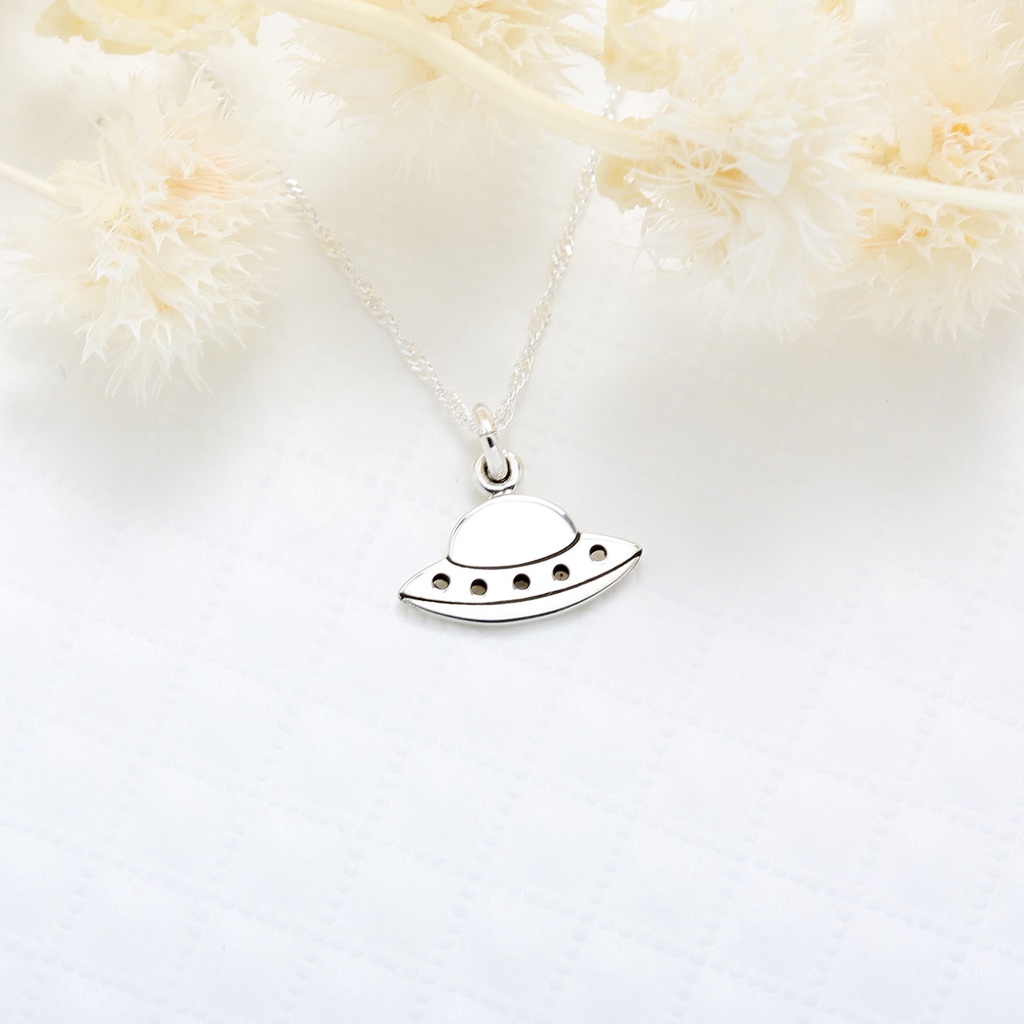 【Angel & Me】Alien UFO Flying Saucer s925 sterling silver necklace Birthday gift, , large