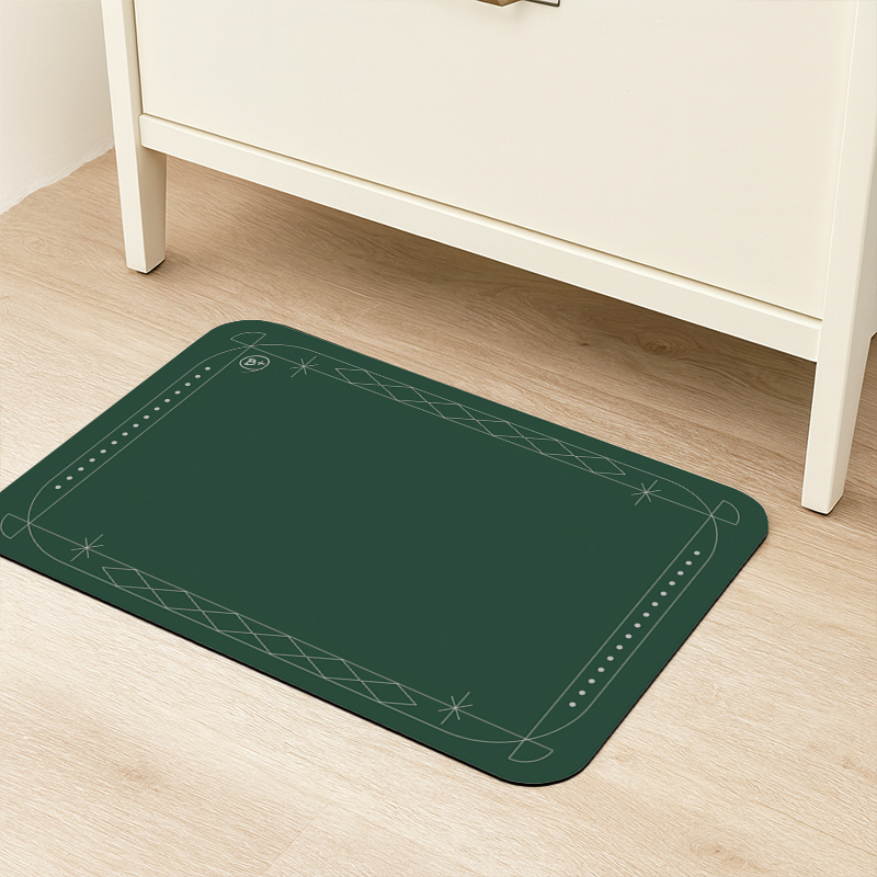 【Monster】 Soft Diatomaceous Earth Absorbent Mat &ndash; Border Series (60x40cm) &ndash; Green Border, , large