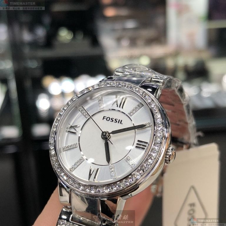 [星晴錶業]FOSSIL手錶,36mm,FS00133白色錶面銀錶殼銀色精鋼錶帶款, , large