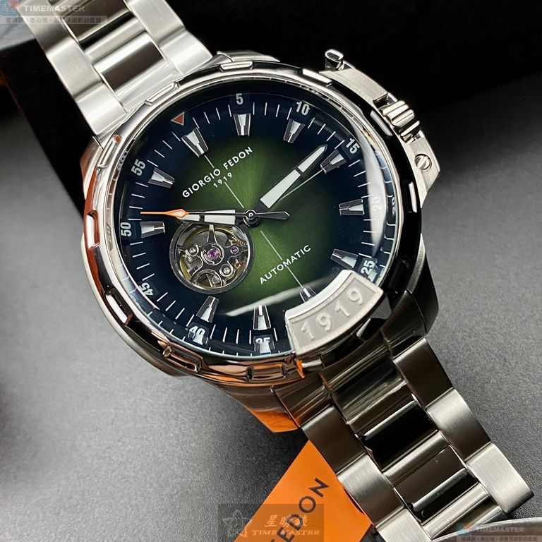 [星晴錶業]GiorgioFedon1919手錶,46mm,GF00059墨綠色錶面銀錶殼銀色精鋼錶帶款, , large