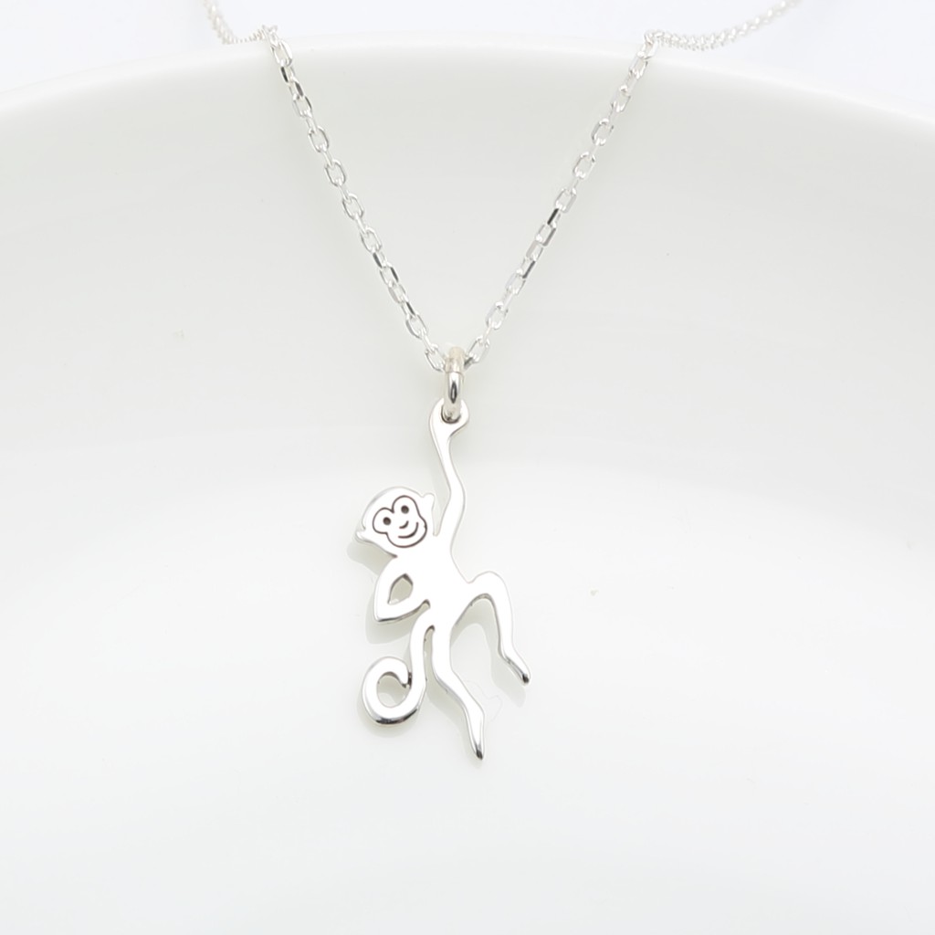 【Angel & Me】Cute Naughty Monkey s925 sterling silver necklace Birthday gift, , large