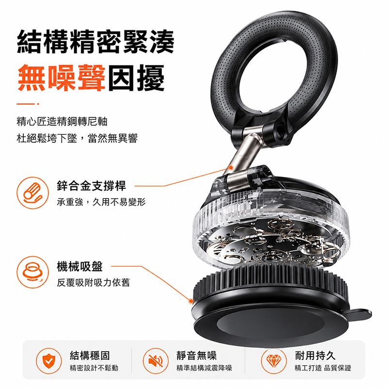 [翊承國際]【免運 + 贈品】360度旋轉真空磁吸手機支架, , large