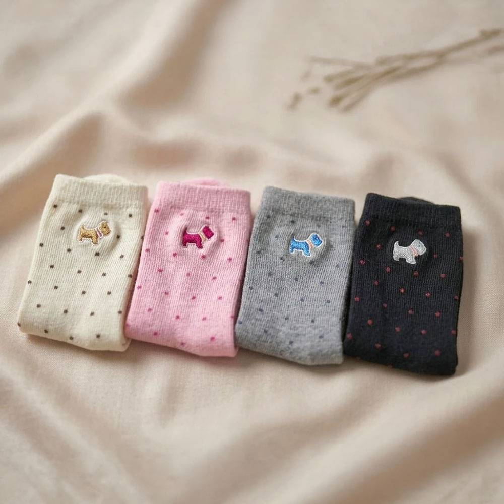 [凱美棉業] 6雙組 隨機出色 MIT台灣製 點點刺繡純棉童襪 13-16cm, , large