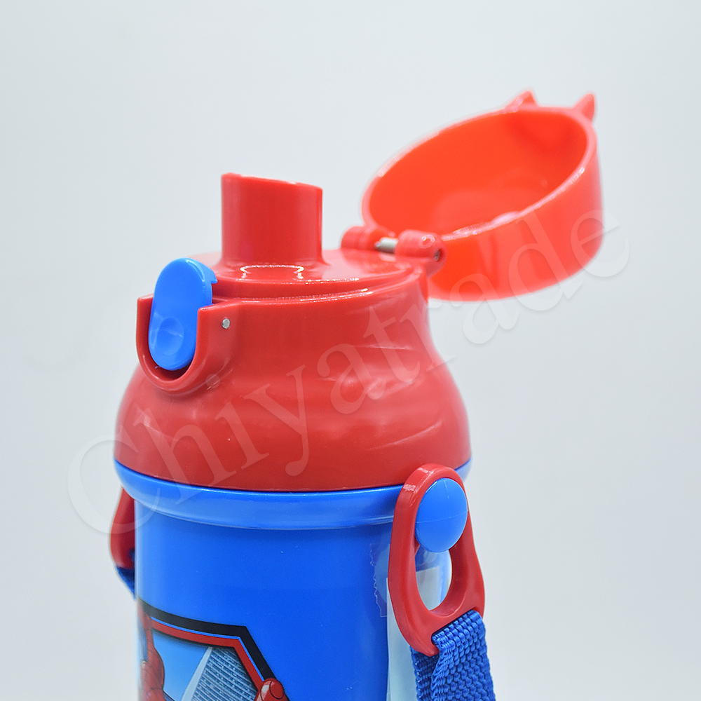 【百科良品】日本製 漫威蜘蛛人 彈蓋直飲水壺 隨身瓶 抗菌加工 480ML(附背帶), , large