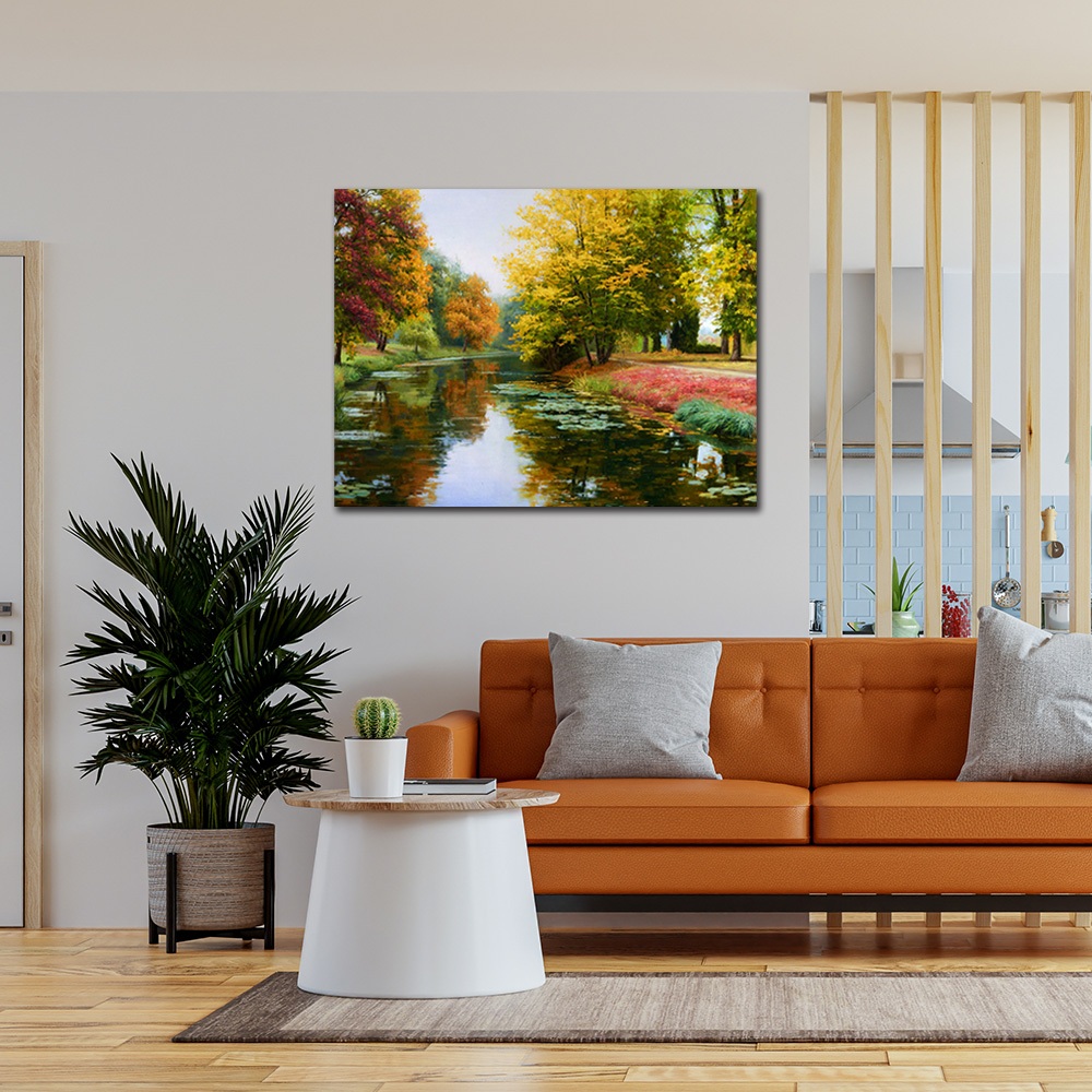 【御畫房】湖邊風光 國家一級畫師手繪油畫60&times;80cm(VF-165), , large