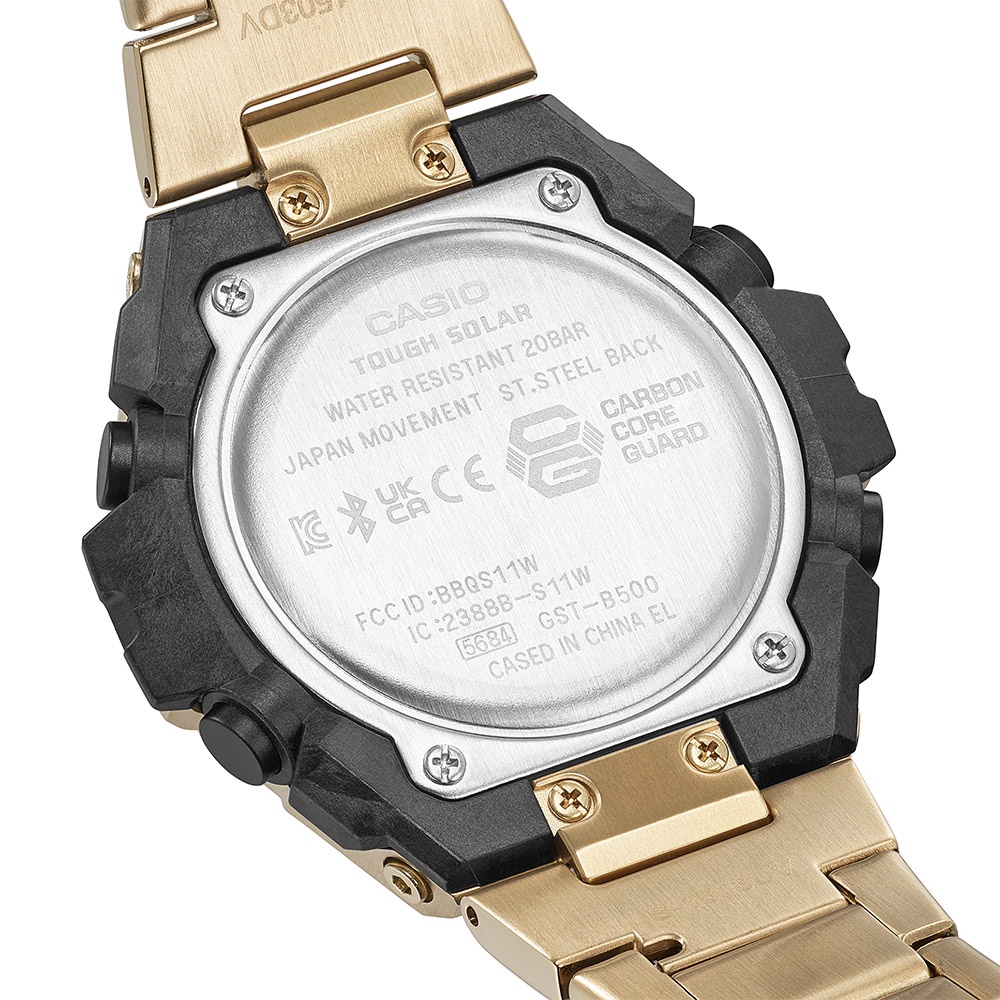 CASIO 卡西歐 G-SHOCK 太陽能電力藍芽 碳纖維核心防護構造手錶 GST-B500GD-9A, , large