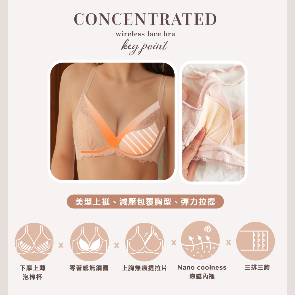 【Clany可蘭霓】涼感包覆無鋼圈 橘色 無法抗拒心機 B-D內衣 6991-36, , large