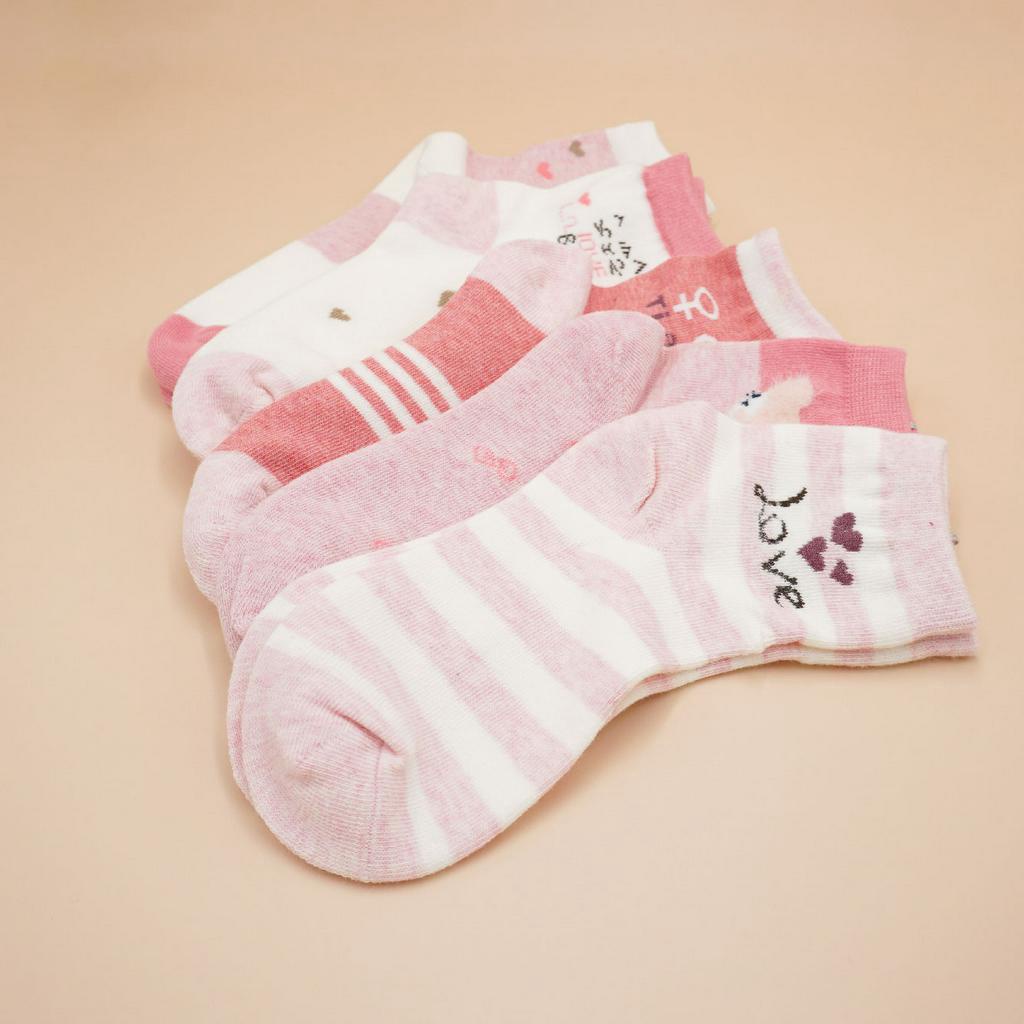[Kaimei Cotton Industry] 10 pairs set, random and excellent, MIT made in Taiwan, pure cotton comfortable style big children's socks, pink love style, 18-22cm, , large