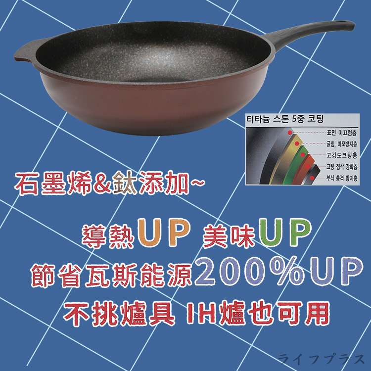 韓國天堂鳥石墨烯+鈦IH不沾炒鍋-32cm-1支, , large